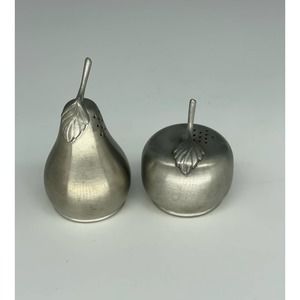 Vintage Web Pewter Salt and Pepper Shakers Shaped Like an Apple and a Pear